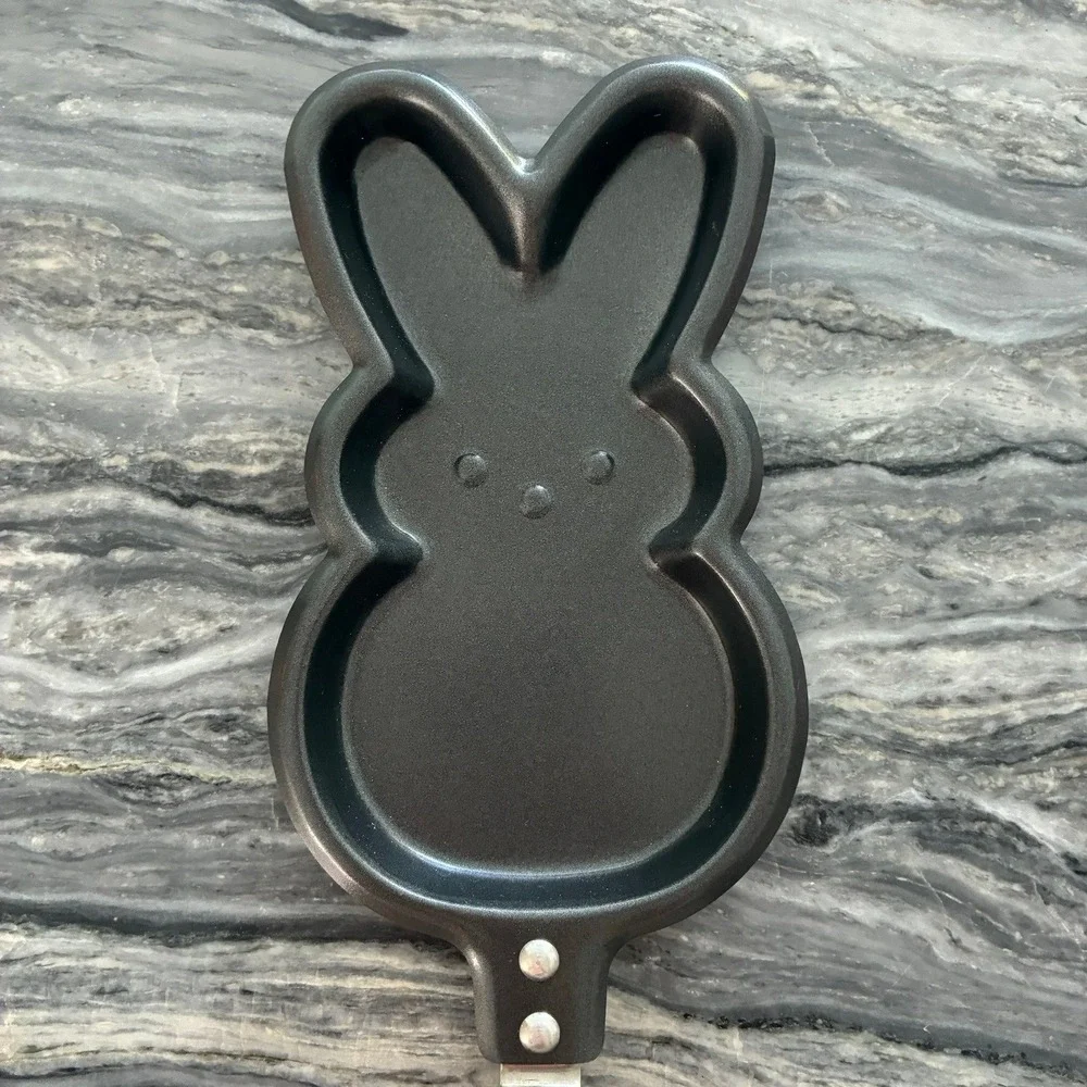 Peeps Bunny Mini Pancake Pan Non-Stick Easter Rabbit Skillet Black